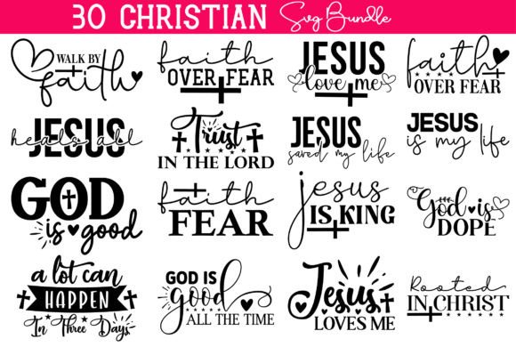 30 Christian SVG Bundle for Graphics and Crafts
