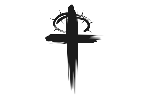 Christian Cross with Thorn Crown: Graphics for Crafts & Faith-Based Designs