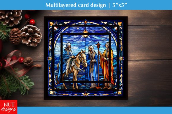Christmas Christian Card Bible Scene PNG Graphics & Crafts