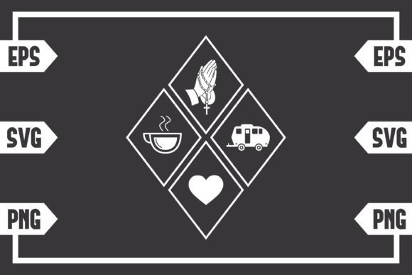 Coffee Jesus Heart and Camping Caravan Graphics