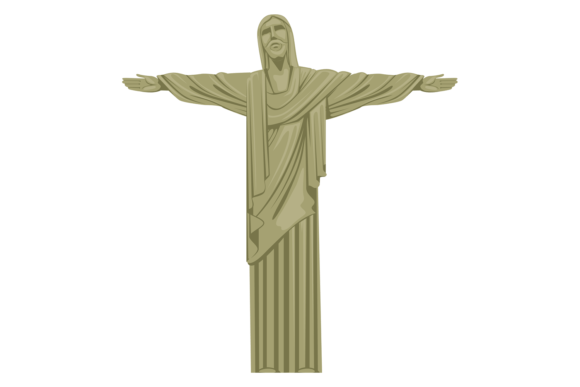 Jesus Christ Statue: Brazilian Travel Icon Graphics & Illustrations