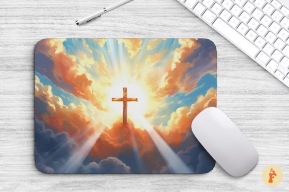 Mouse Pad Christian Cross in Heaven