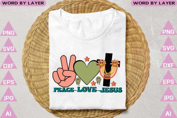 Peace Love Jesus Retro Design Graphics