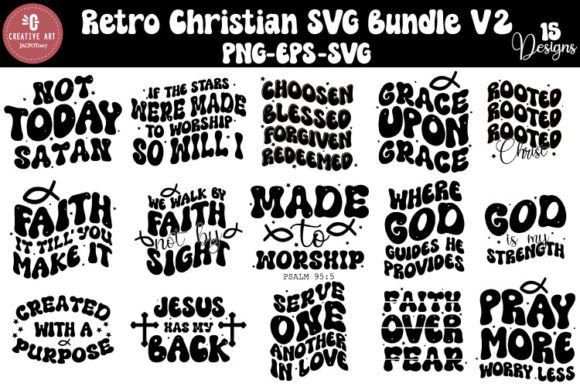 Retro Christian SVG Graphics for Crafts Bundle
