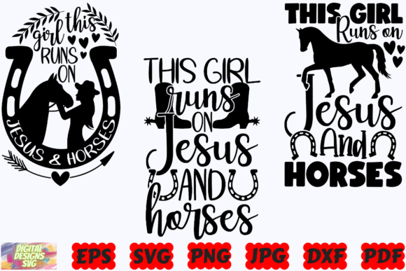 This Girls Runs on Jesus and Horses SVG: Graphics & Crafts